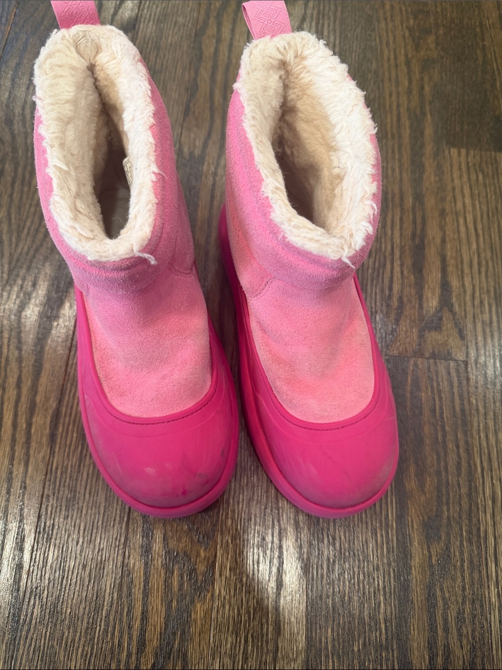 UGG Pink Fleece-Lined Kids Rain & Snow Boots